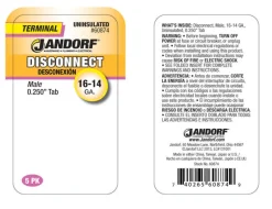 Jandorf 16-14 Ga. Uninsulated Wire Male Disconnect Silver 5 pk