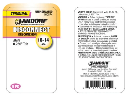 Jandorf 16-14 Ga. Uninsulated Wire Male Disconnect Silver 5 pk