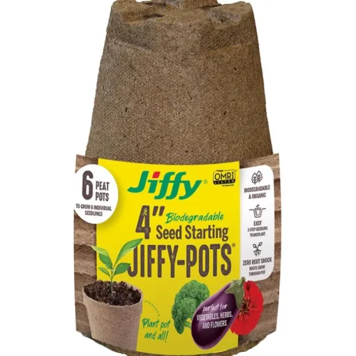 Jiffy 1 Cells 4 in. H X 4 in. W Seed Starting Peat Pot 6 pk