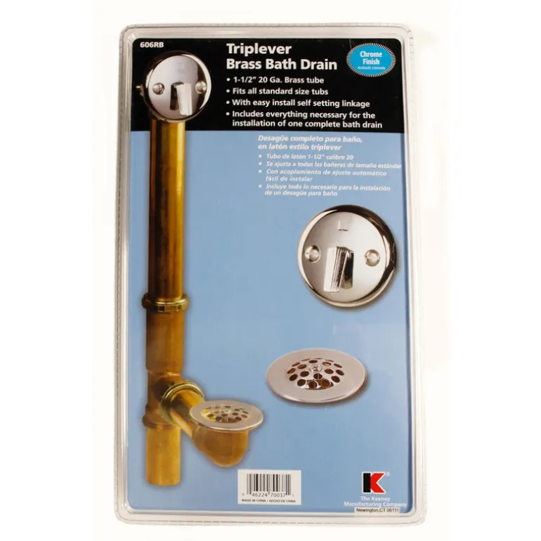 Keeney 1-1/2 in. D Chrome Brass Triplever Bath Drain