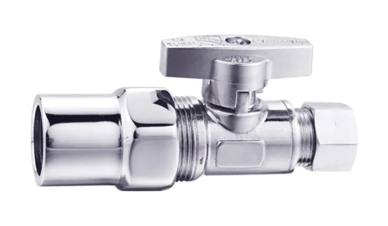 Keeney Brass Chrome Plated 125 PSI Quart Turn Straight Stop Valve with Oval Handle