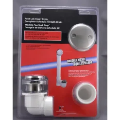Keeney Foot Lok Stop 1-1/2 in. D Brushed Plastic Bath Drain