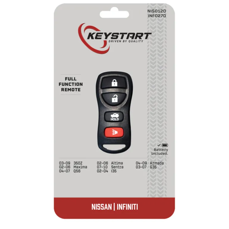 KeyStart Self Programmable Remote Automotive Replacement Key NIS012 Double For Nissan Infiniti