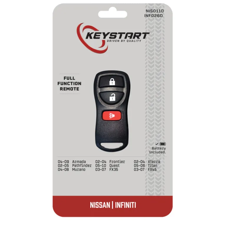KeyStart Self Programmable Remote Automotive Replacement Key NIS011 Double For Nissan Infiniti