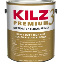 KILZ White Premium Water-Base Interior/Exterior Sealer & Stain Blocking Primer 1 gal. (Pack of 4)