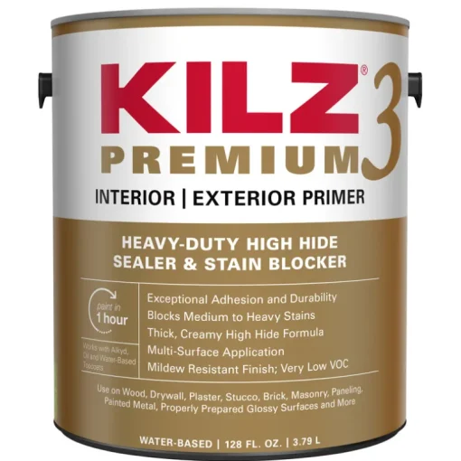 KILZ White Premium Water-Base Interior/Exterior Sealer & Stain Blocking Primer 1 gal. (Pack of 4)