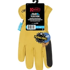 Kinco Hydroflector Men's Indoor/Outdoor Full Grain Driver Gloves Black/Gold M 1 pair