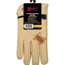 Kinco Men's Indoor/Outdoor Full Grain Driver Gloves Tan L 1 pair