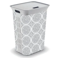 KIS Gray Heavy Duty Plastic Clothes Hamper 3.31 cu. ft. Capacity with Lid (Pack of 4)