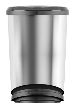 KIS Silver Stainless Steel Tondo Step On Large Wastebasket 11 gal. (Pack of 4)