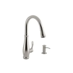 Kohler Cruette Brushed Nickel Contemporary 1-Handle Pulldown Kitchen Faucet 16-3/4 H in.