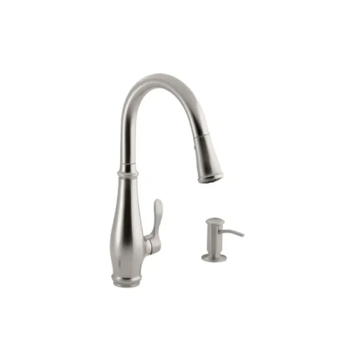 Kohler Cruette Brushed Nickel Contemporary 1-Handle Pulldown Kitchen Faucet 16-3/4 H in.