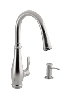 Kohler Cruette Brushed Nickel Contemporary 1-Handle Pulldown Kitchen Faucet 16-3/4 H in.