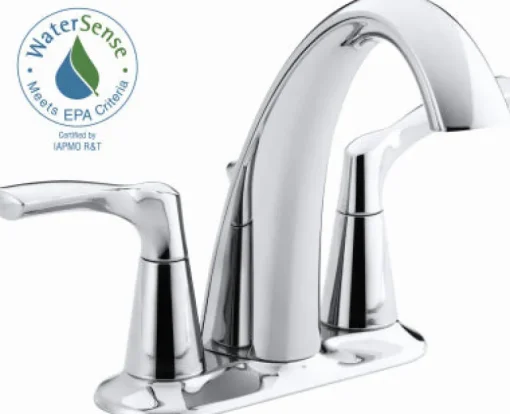 Kohler Polished Chrome Centerset Bathroom Sink Faucet 4 in.