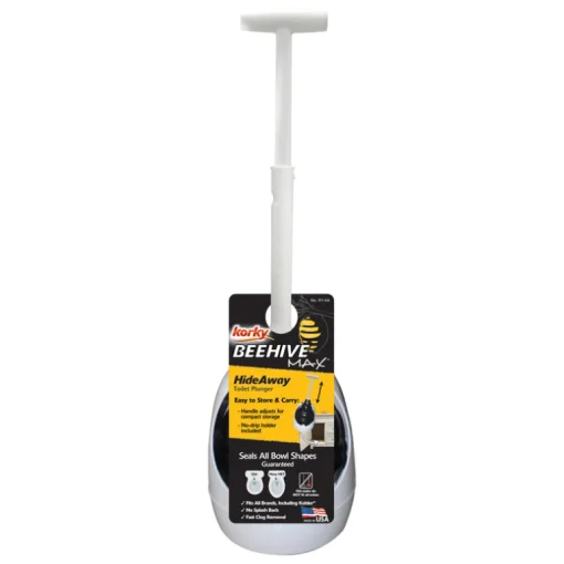 Korky Beehive Max Hideaway Toilet Plunger with Holder 16 in. L X 6 in. D