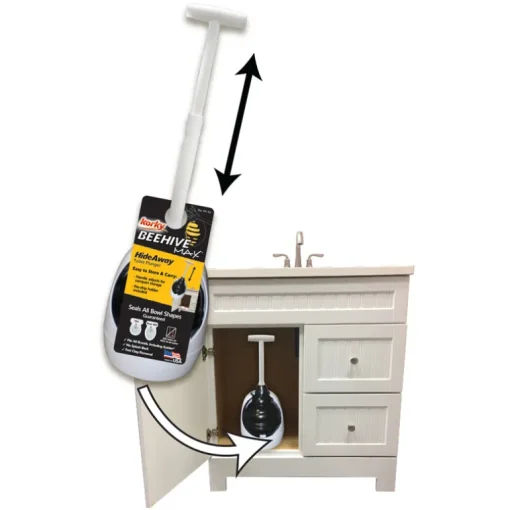 Korky Beehive Max Hideaway Toilet Plunger with Holder 16 in. L X 6 in. D