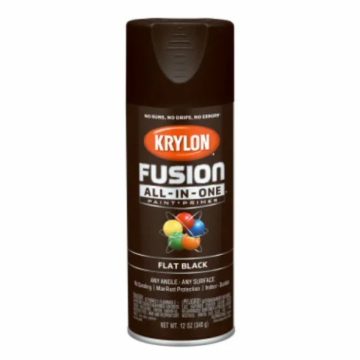 Krylon Fusion All-In-One Flat Black Paint + Primer Spray Paint 12 oz (Pack of 6).