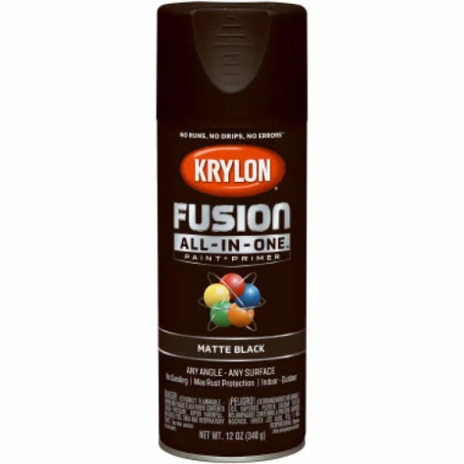 Krylon Fusion All-In-One Matte Black Paint + Primer Spray Paint 12 oz (Pack of 6).