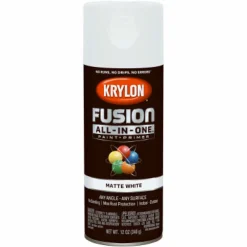 Krylon Fusion All-In-One Matte White Paint + Primer Spray Paint 12 oz (Pack of 6).