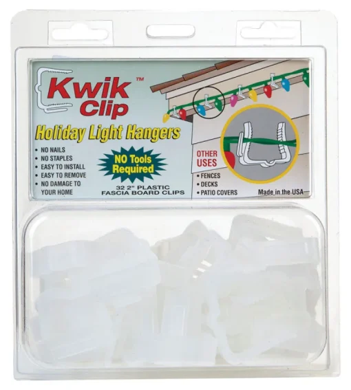 Kwik Clip Plastic White Non-Electric Light Hanger Clips Accessory 2 H x 2 W in.