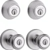 Kwikset Tylo Satin Chrome Deadbolt and Entry Door Knob 1-3/4 in.