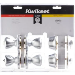 Kwikset Tylo Satin Chrome Deadbolt and Entry Door Knob 1-3/4 in.