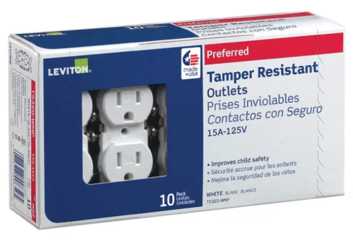 Leviton 15 A 125 V 5-15R White Thermoplastic Tamper Resistant Outlet 10 ga.