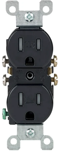 Leviton 15 amps 125 V Duplex Black Outlet 5-15R 1 pk