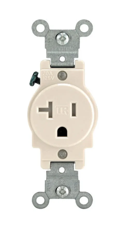 Leviton 20 amps 125 V Single Light Almond Outlet 5-20R 1 pk