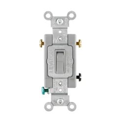 Leviton 15 amps Three Pole Toggle AC Quiet Switch Gray 1 pk