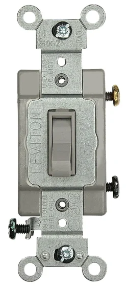 Leviton 15 amps Three Pole Toggle AC Quiet Switch Gray 1 pk