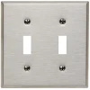 Leviton Antimicrobial Powder Coated Gray 2 gang Stainless Steel Toggle Wall Plate 1 pk
