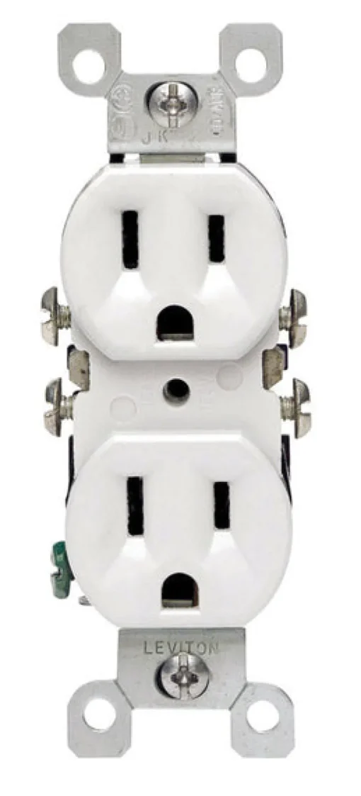 Leviton CO/ALR 15 amps 125 V Duplex White Outlet 5-15R 1 pk