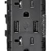 Leviton Decora 20 amps 125 V Black Outlet and USB Charger 5-20R 1 pk