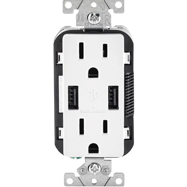 Leviton Decora 15 amps 125 V Duplex White Outlet and USB Charger 5-15R 1 pk