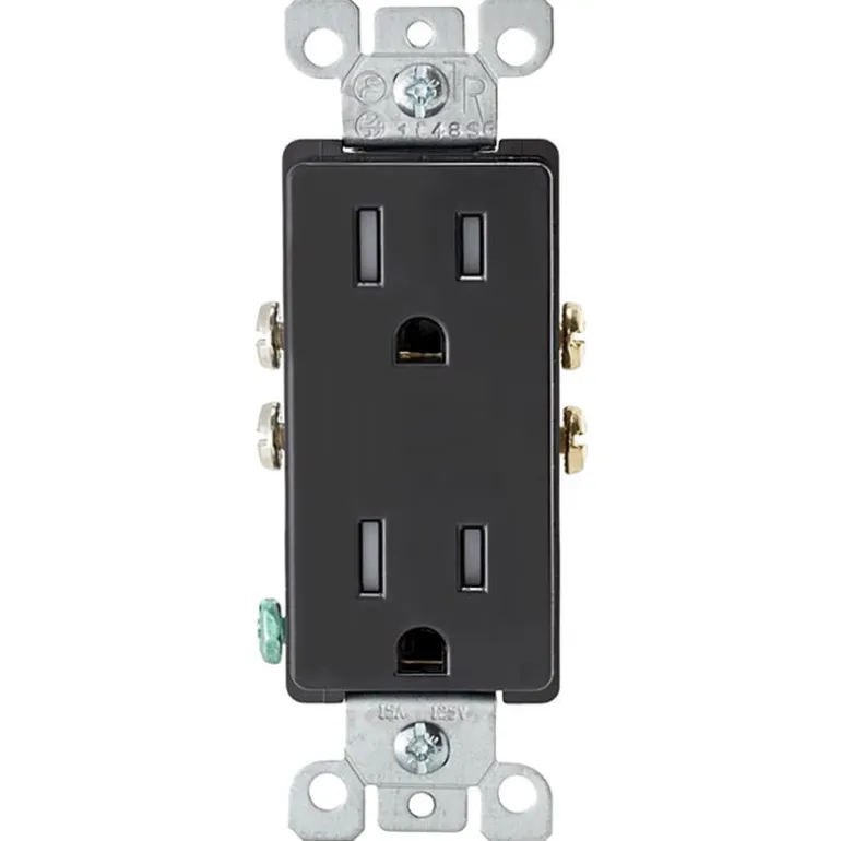 Leviton Decora 15 amps 125 V Duplex Black Outlet 5-15R 1 pk