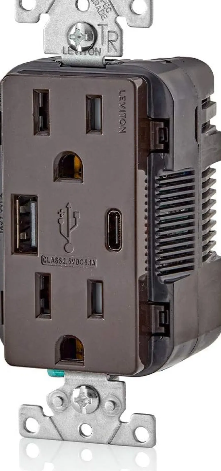 Leviton Decora 15 amps 125 V Type A/C Duplex Brown Outlet and USB Charger 5-15R 1 pk