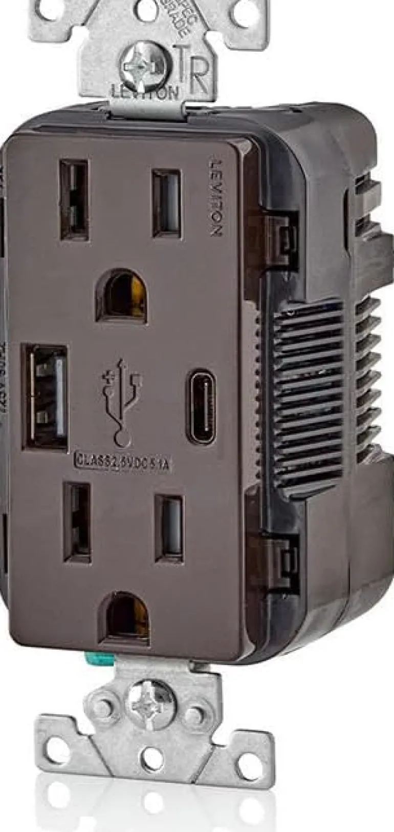 Leviton Decora 15 amps 125 V Type A/C Duplex Brown Outlet and USB Charger 5-15R 1 pk