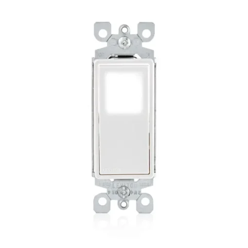 Leviton Decora 15 amps Three Pole Rocker 3-Way Illuminated Switch White 1 pk