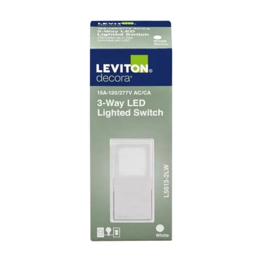 Leviton Decora 15 amps Three Pole Rocker 3-Way Illuminated Switch White 1 pk