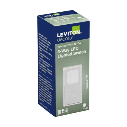 Leviton Decora 15 amps Three Pole Rocker 3-Way Illuminated Switch White 1 pk