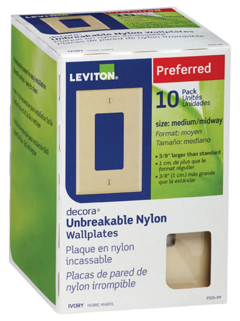 Leviton Decora Ivory 1 gang Thermoplastic Nylon Decorator Wall Plate 10 pk