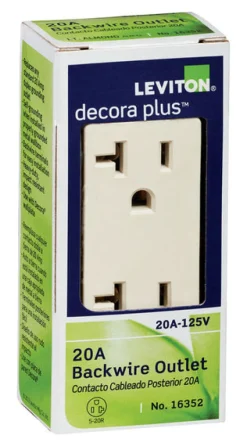 Leviton Decora Plus 20 amps 125 V Duplex Light Almond Outlet 5-20R 1 pk