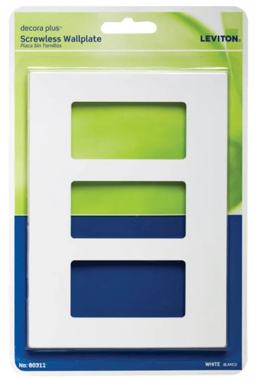 Leviton Decora Plus White 3 gang Polycarbonate Decorator Screwless Wall Plate 1 pk