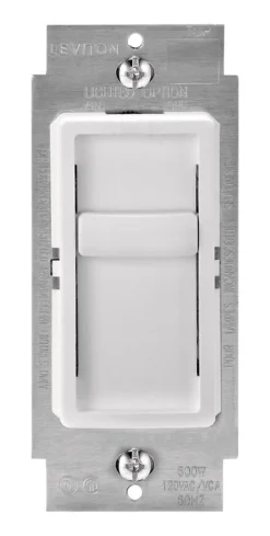 Leviton Decora SureSlide White 600 W Slide Dimmer Switch 1 pk
