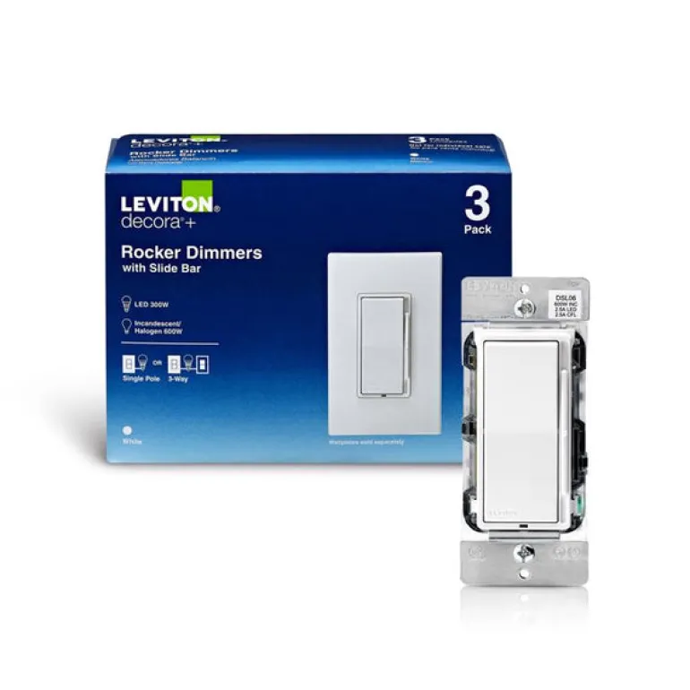 Leviton Decora White 600 W Rocker Dimmer Switch 3 pk
