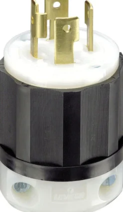 Leviton Industrial Nylon Curved Blade/Ground Locking Plug L14-30P 14-8 AWG 3 Pole 4 Wire
