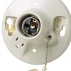 Leviton Porcelain Incandescent Medium Base Pull Chain Socket w/Outlet 1 pk