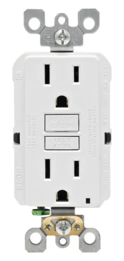 Leviton SmartlockPro 15 amps 125 V Duplex White GFCI Outlet 5-15R 1 pk