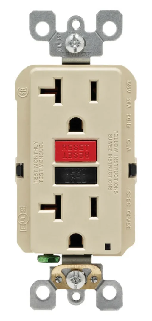 Leviton SmartlockPro 20 amps 125 V Duplex Ivory GFCI Outlet 5-20R 1 pk